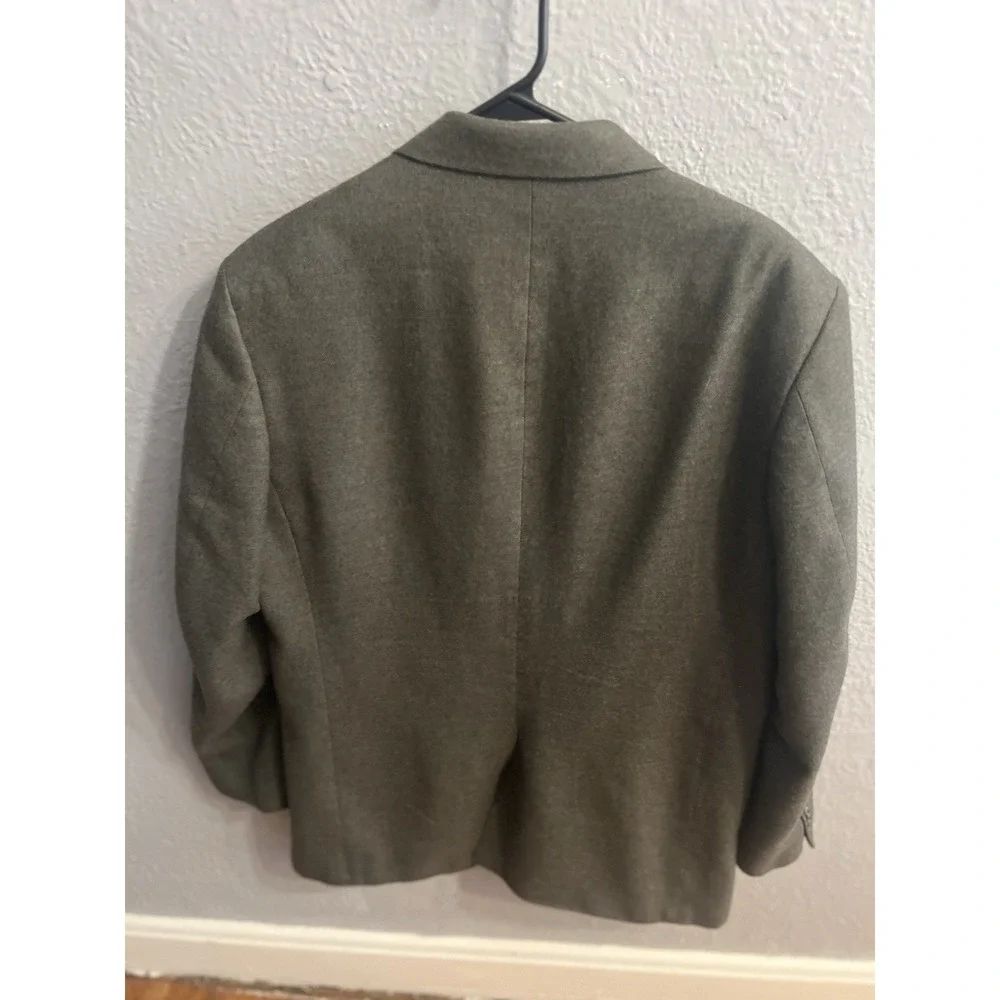 Lands End Sport Coat Mens 44L Green 3‎ Button 100% Lambs Wool